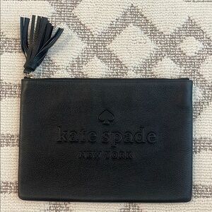 Kate Spade Black Leather Pouch with Tassel